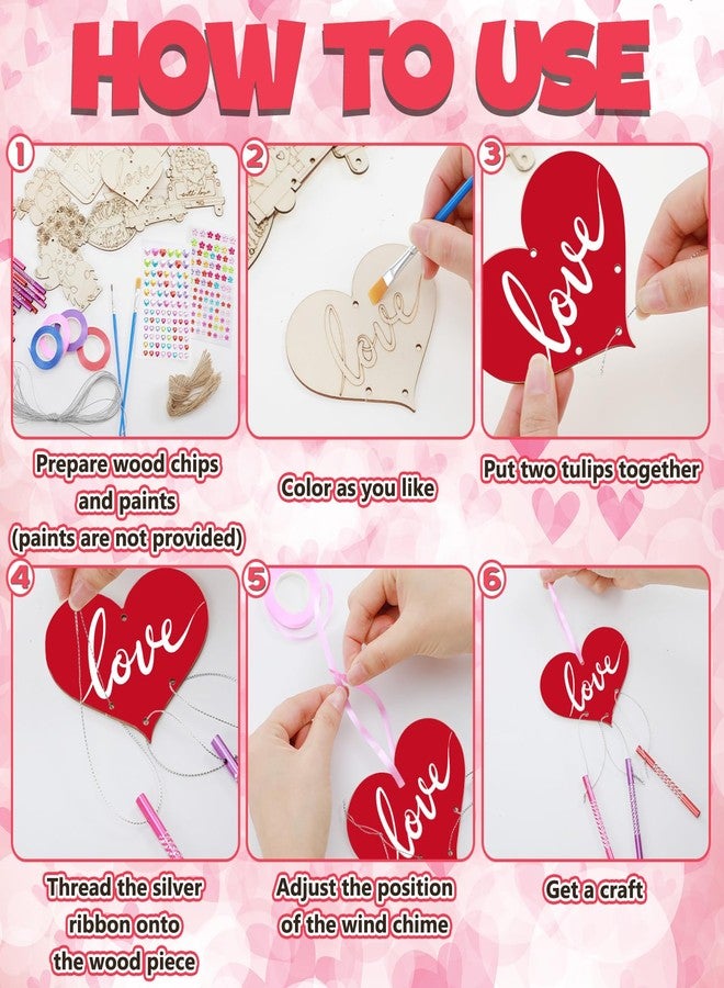 مجموعة هدايا عيد الحب من ميني إنفلات، 24 قطعة، تتضمن مجموعة صنع أجراس الرياح بنفسك، وزينة خشبية على شكل قلب، مثالية لهدايا عيد الحب ولوازم الحفلات. - Image 5